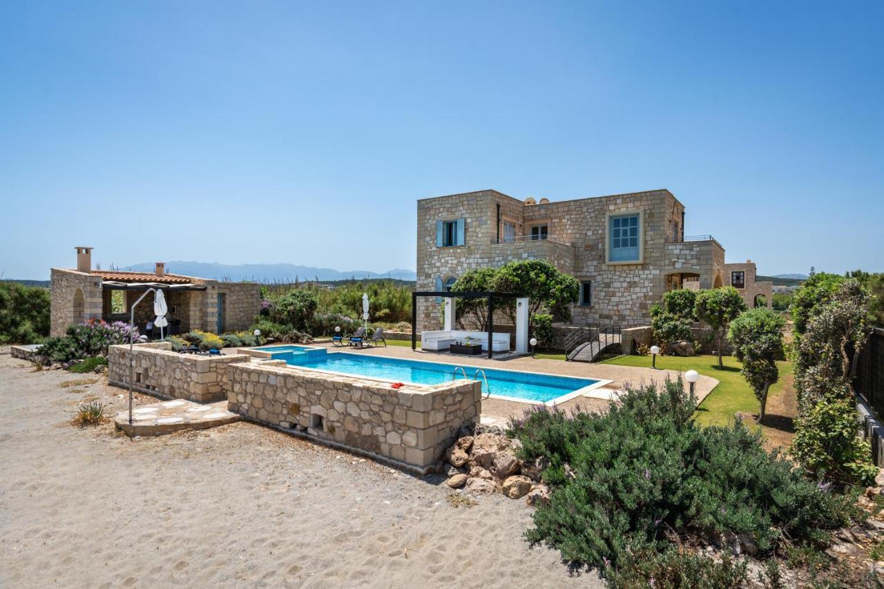 Beachfront Villa Turquoise With Private Pool, Bbq And Ping Pong Table Chania  Екстер'єр фото