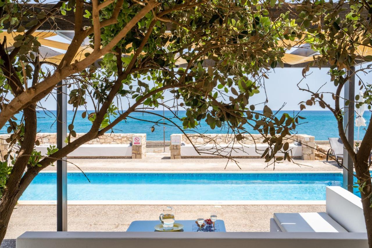 Beachfront Villa Turquoise With Private Pool, Bbq And Ping Pong Table Chania  Екстер'єр фото