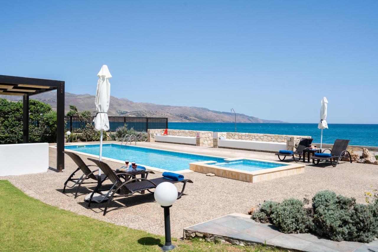 Beachfront Villa Turquoise With Private Pool, Bbq And Ping Pong Table Chania  Екстер'єр фото