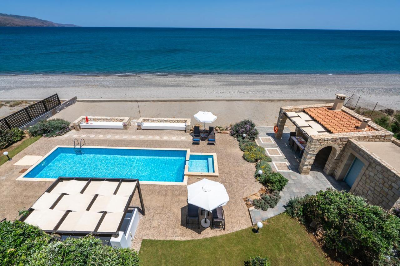 Beachfront Villa Turquoise With Private Pool, Bbq And Ping Pong Table Chania  Екстер'єр фото
