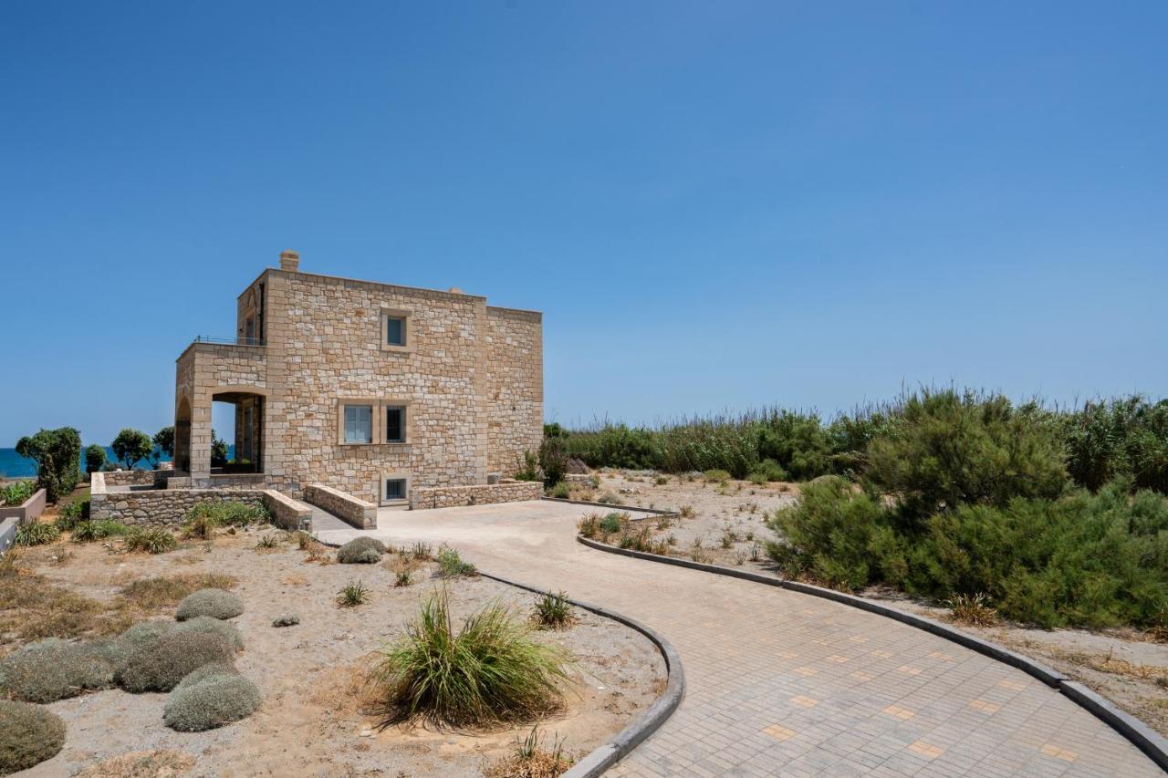 Beachfront Villa Turquoise With Private Pool, Bbq And Ping Pong Table Chania  Екстер'єр фото