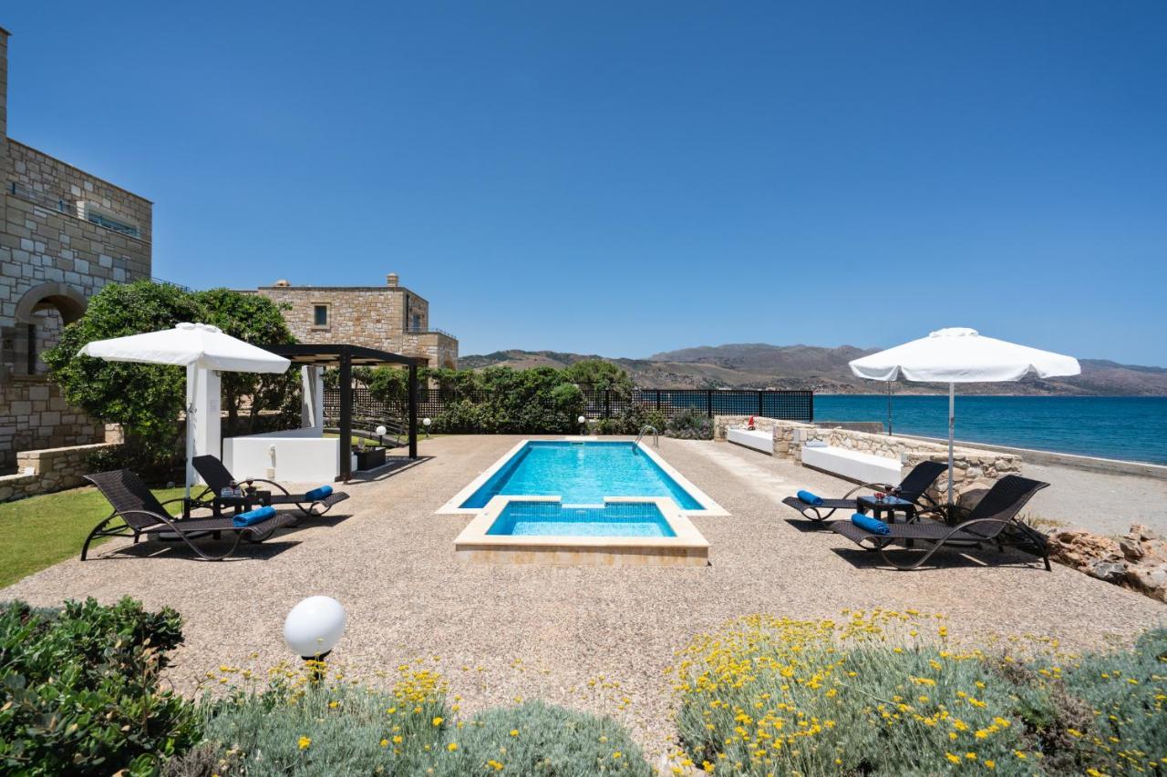 Beachfront Villa Turquoise With Private Pool, Bbq And Ping Pong Table Chania  Екстер'єр фото